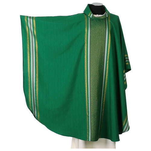 Chasuble with gold thread stripes and cross trim 5