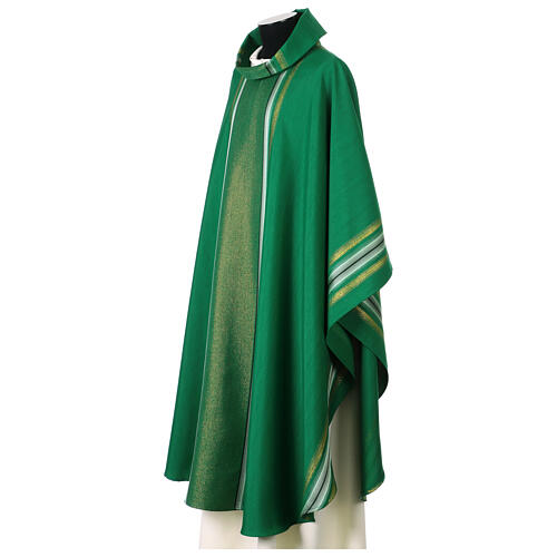 Chasuble with gold thread stripes and cross trim 7