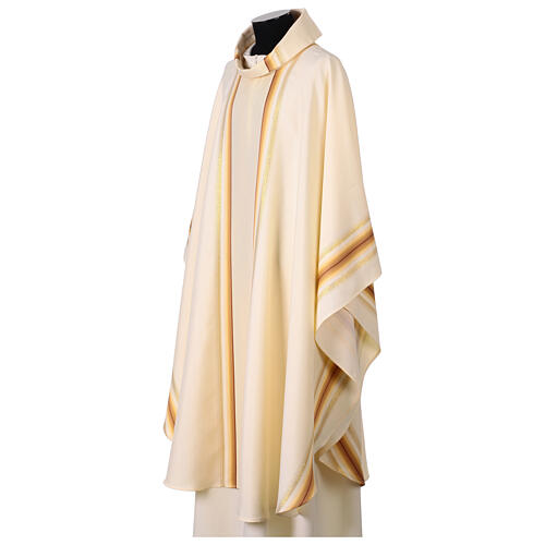 Chasuble with gold thread stripes and cross trim 8