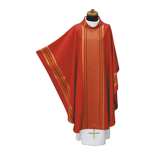 Chasuble rayures fil or croix passementerie 10