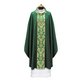 Chasuble bande centrale brodée croix or