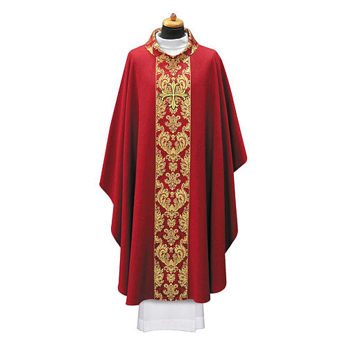 Chasuble bande centrale brodée croix or 4