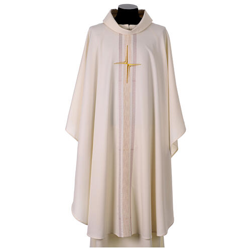 Chasuble with stylised cross and vertical drop line details 7