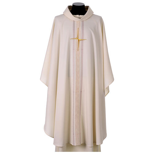 Chasuble croix stylisée détails rayures gouttes verticales 1