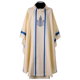 Chasuble Mariale lys bleu ciel argent