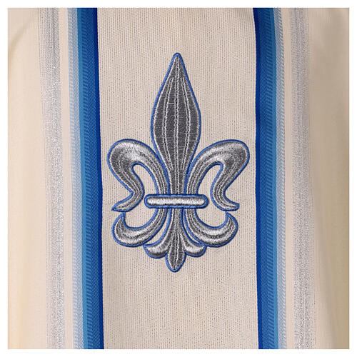 Chasuble Mariale lys bleu ciel argent 2