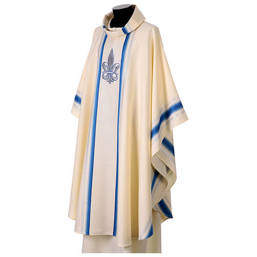 Chasuble Mariale lys bleu ciel argent 3