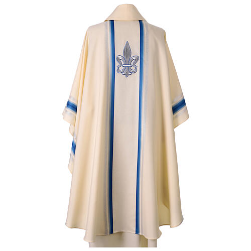 Chasuble Mariale lys bleu ciel argent 5