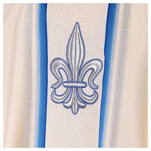Chasuble Mariale lys bleu ciel argent 6