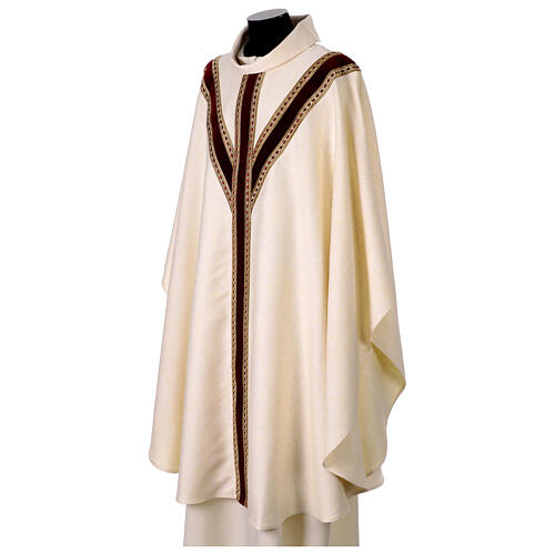 Chasuble semi-gothique galon velours passementerie or 8