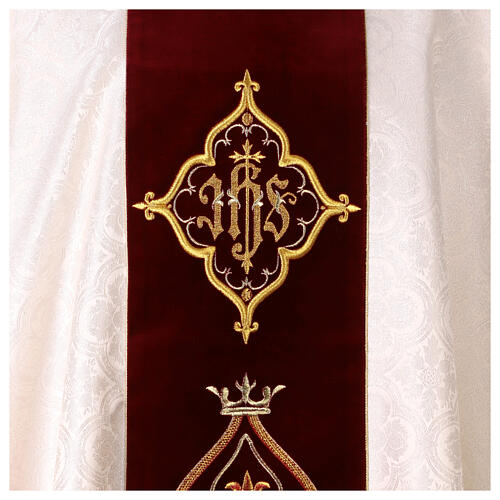 Damask chasuble with gold embroidered IHS 2