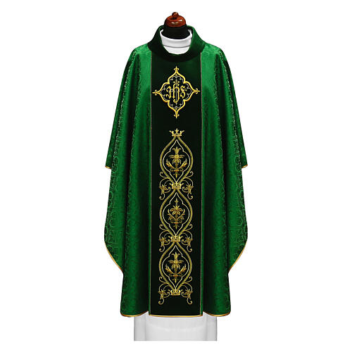 Damask chasuble with gold embroidered IHS 6