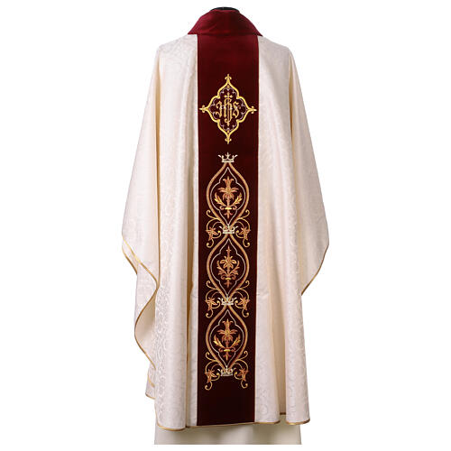 Damask chasuble with gold embroidered IHS 9