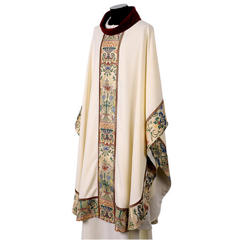 Chasuble col velours bande centrale motifs or 5
