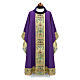 Chasuble col velours bande centrale motifs or s8