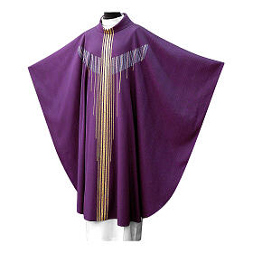 Purple chasuble with interwoven cross fabric