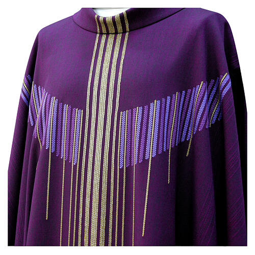 Purple chasuble with interwoven cross fabric 2