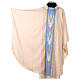 Cream-coloured chasuble with blue, white, and gold galloon s3