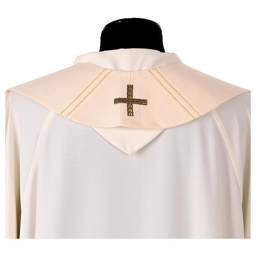 Chasuble crème galon bleu ciel blanc et or 9