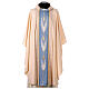 Chasuble crème galon bleu ciel blanc et or s1