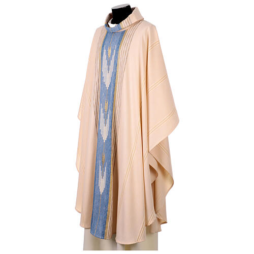 Casula panna gallone azzurro, bianco e oro 4