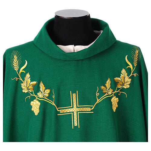 Chasuble with Eucharist cross, grapes, and wheat 2