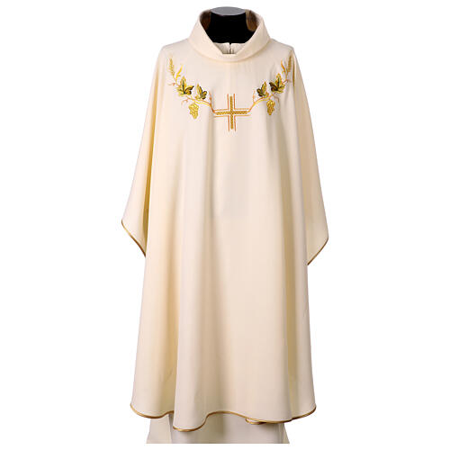 Chasuble with Eucharist cross, grapes, and wheat 3