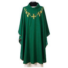 Casulla eucaristía cruz, uva y trigo