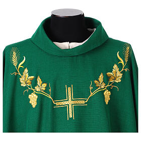 Casulla eucaristía cruz, uva y trigo