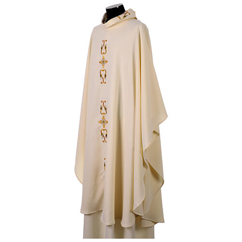 Chasuble with gold and green relief embroidery with crosses 3