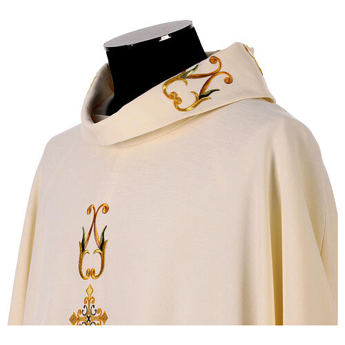 Chasuble with gold and green relief embroidery with crosses 4