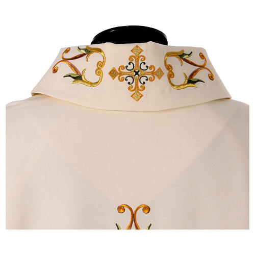 Chasuble with gold and green relief embroidery with crosses 5