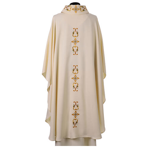 Chasuble with gold and green relief embroidery with crosses 6