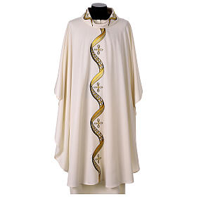 Chasuble with wavy pattern and embroidered crosses