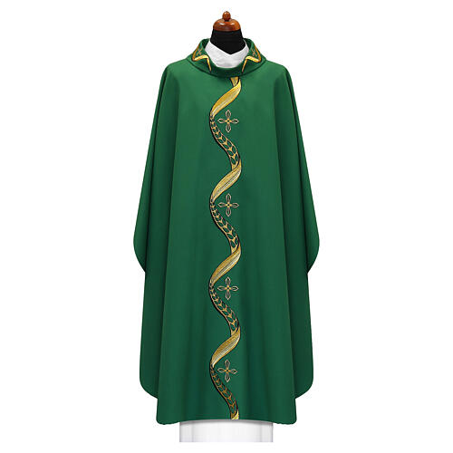 Chasuble motif ondulé croix brodée 5