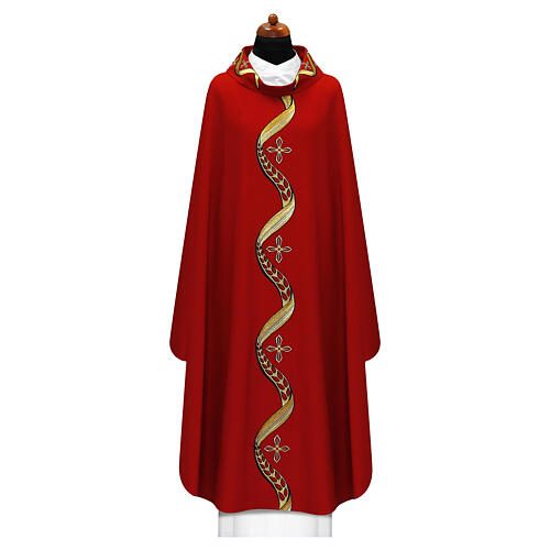 Chasuble motif ondulé croix brodée 6