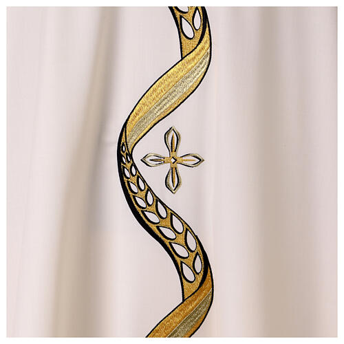 Chasuble with wavy pattern and embroidered crosses 4