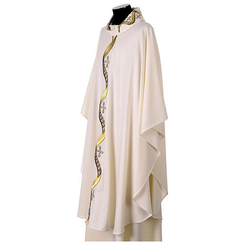Chasuble with wavy pattern and embroidered crosses 6