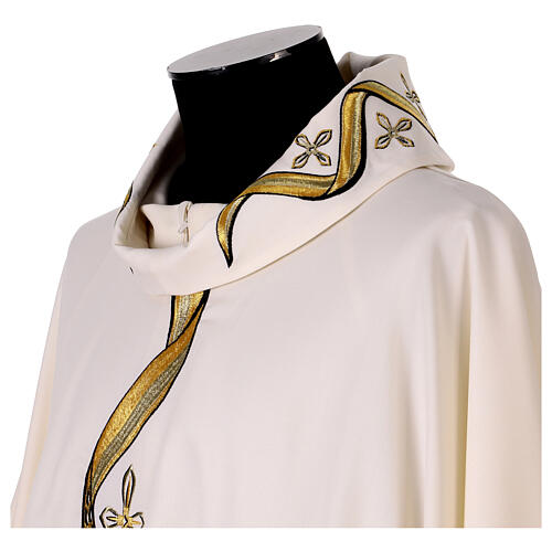 Chasuble with wavy pattern and embroidered crosses 8