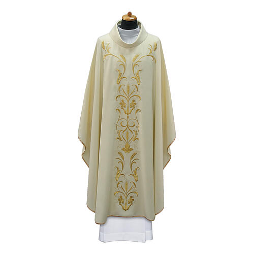 Chasuble with grape and wheat embroideries in gold thread 8