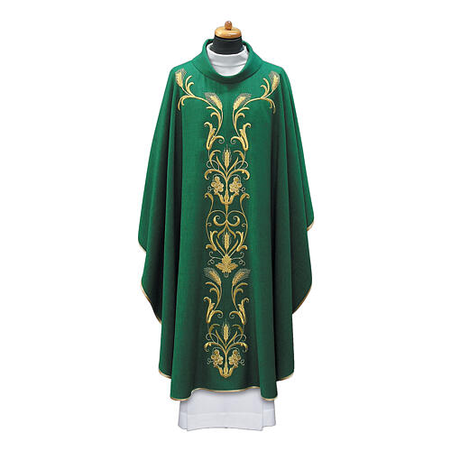 Chasuble with grape and wheat embroidery with gold thread 6