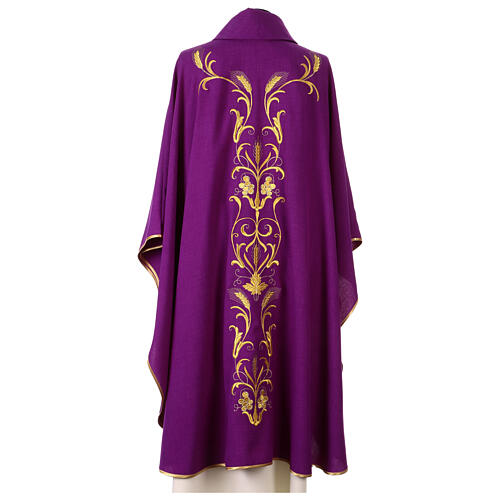 Chasuble with grape and wheat embroidery with gold thread 9