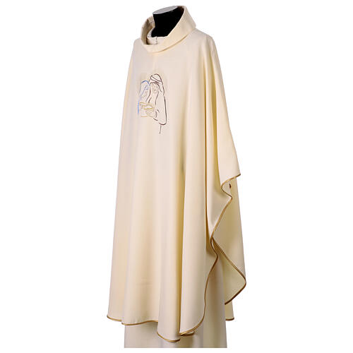 Chasuble blanche Sainte Famille brodée en relief 3