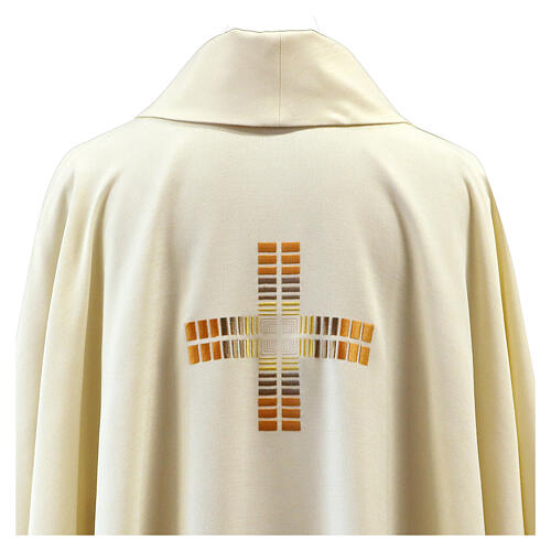 Chasuble couleur crème broderie pélican mosaïque 3