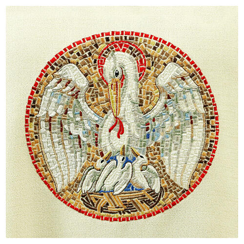 Casula panna ricamo pellicano mosaico 2