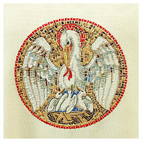 Casula creme bordada pelicano mosaico