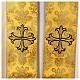 Capa pluvial tejido dorado cruces bordadas alba blanca s6