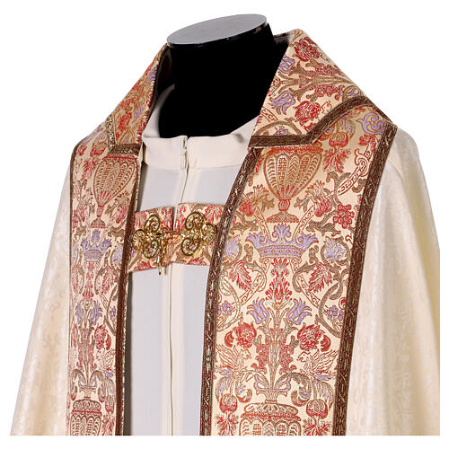 Damask cope with golden floral pattern passementerie stoles 6