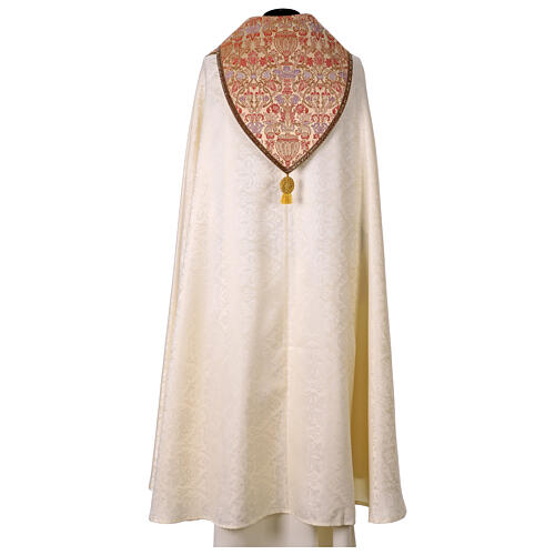 Capa de asperges tecido damasco estolas passamanaria motivo floral dourado 7