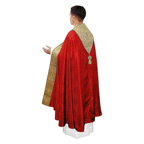 Capa de asperges tecido damasco estolas passamanaria motivo floral dourado 8